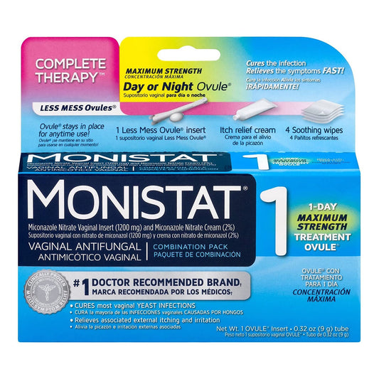 Med Tech Products Monistat 1 Vaginal Antifungal Combination Pack Day or Night Ovule 63736001230, 1 Each