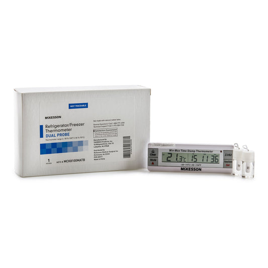 Digital Refrigerator / Freezer Thermometer with Alarm McKesson Fahrenheit / Celsius -58° to +158°F (-50° to +70°C) Desk / Wall / Door Mount Battery Op