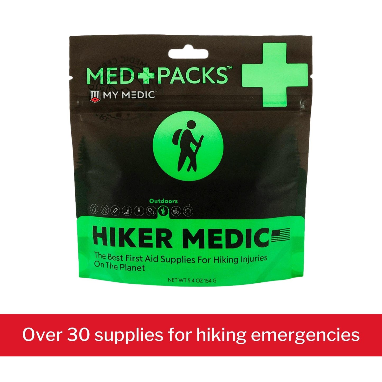 Med Packs™ First Aid Kit for Hikers – Outdoor Injury Supplies in Portable Pouch MM-MED-PACK-HKR-EA-V2