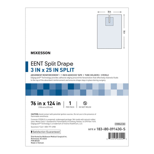 EENT Drape McKesson EENT Split Drape 76 W X 124 L Inch Sterile - 183-I80-09143G-S