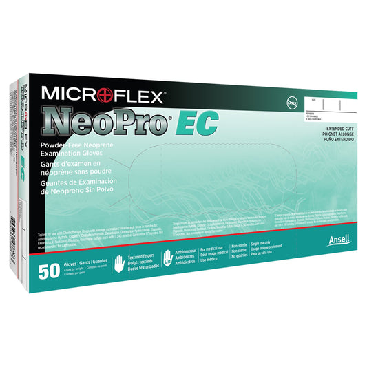 Exam Glove NeoPro® EC Small NonSterile Polychloroprene Extended Cuff Length Textured Fingertips Green Chemo Tested - NEC-288-S