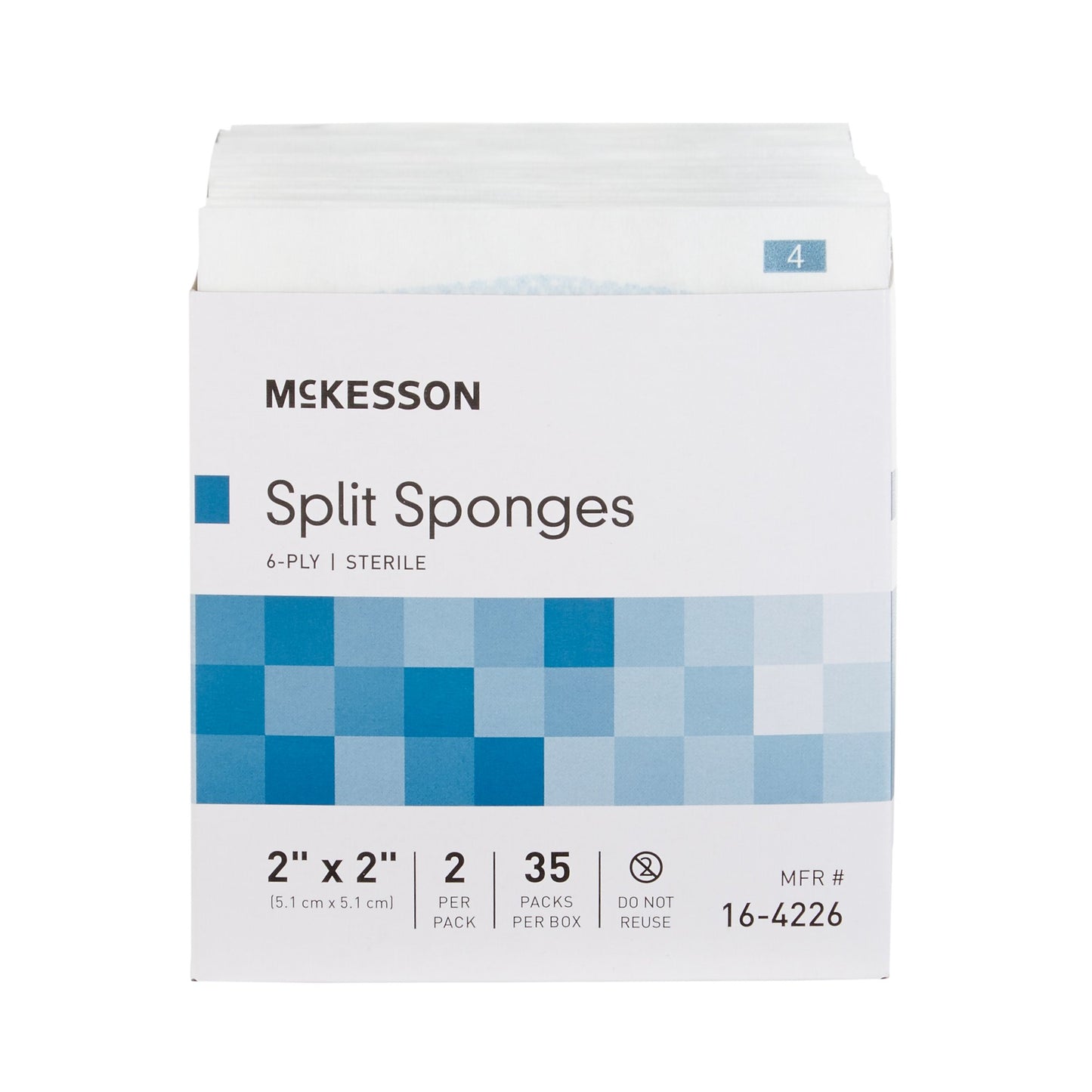 McKesson IV/Drain Split Dressing, 2 x 2 Inch, 6-Ply 16-4226