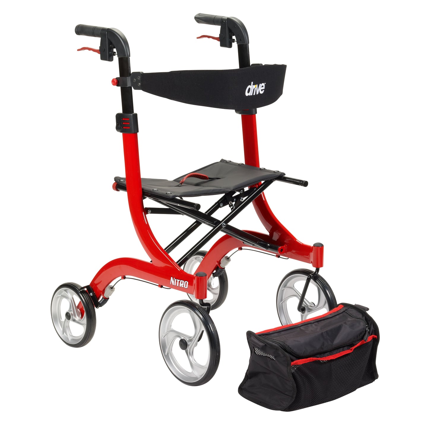 drive™ Nitro Four-Wheel Rollator, Red RTL10266