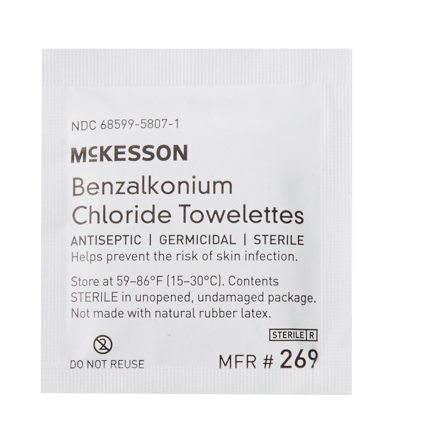 McKesson Benzalkonium Chloride Antiseptic Skin Wipes 269