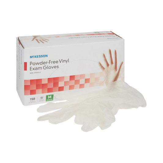 Exam Glove McKesson Medium NonSterile Vinyl Standard Cuff Length Smooth Clear Not Rated - 14-136