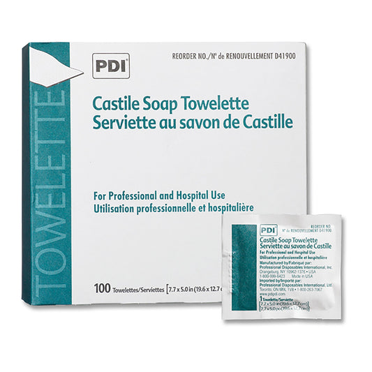 Castile Soap Towelette PDI® Individual Packet Scented 100 Count - D41900