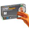 Exam Glove NitriDerm® Ultra Orange™ Medium NonSterile Nitrile Standard Cuff Length Fully Textured Orange Chemo Tested / Fentanyl Tested - 199200