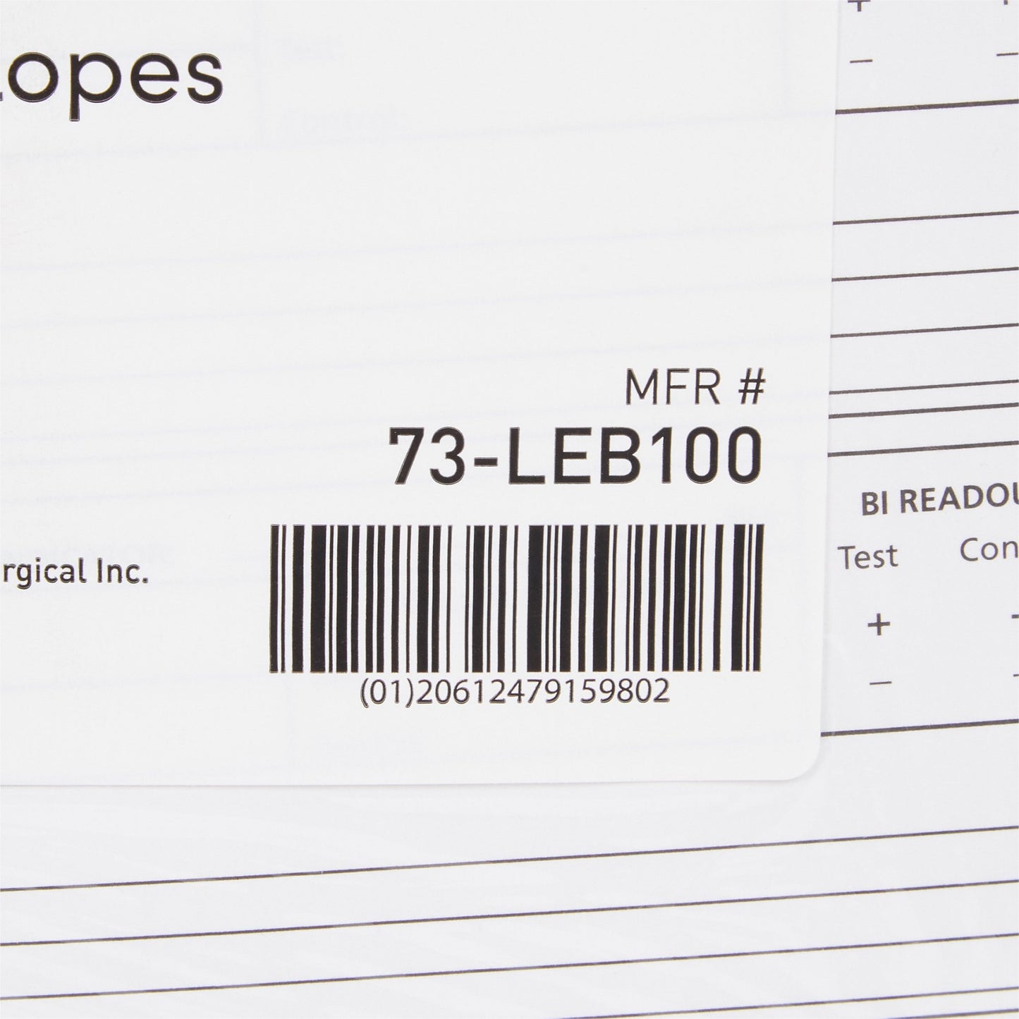 McKesson Sterilization Record Envelope 73-LEB100