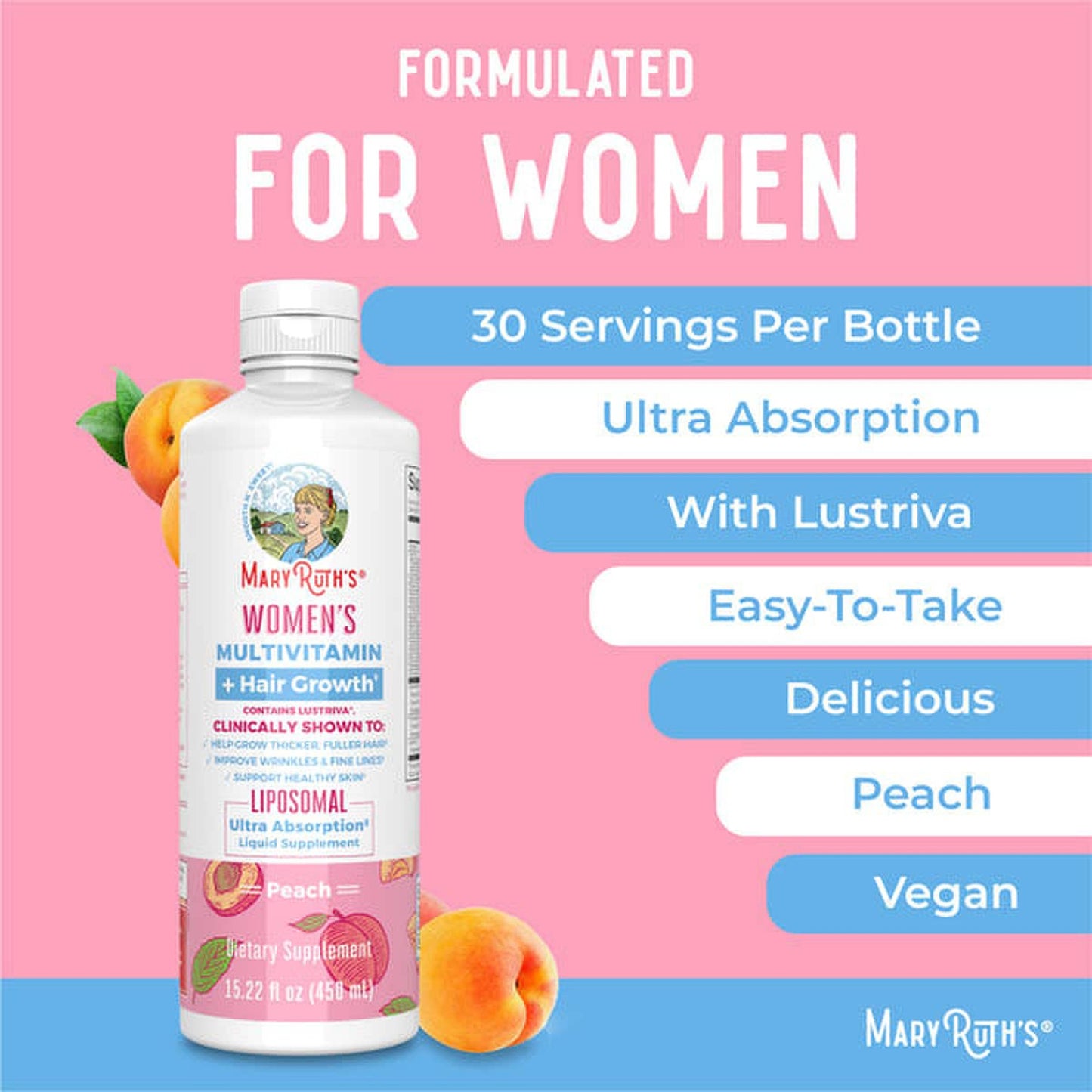 Mary Ruth's® Women's Multivitamin + Liposomal for Hair Growth, 15.22-oz. Bottle LP-WO-MHG-CV-SF-16Z-UN-01