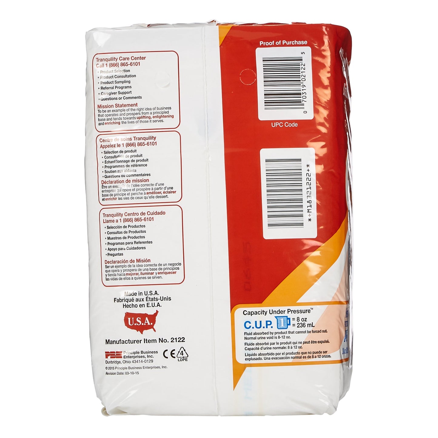 Tranquility® SlimLine® Heavy Protection Incontinence Brief, Medium 2122