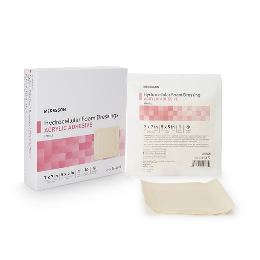 McKesson Acrylic Adhesive with Border Foam Dressing, 7 x 7 Inch 16-4673