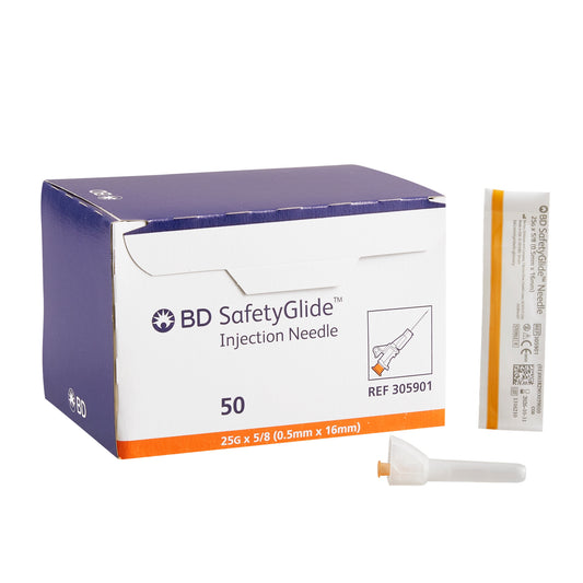 Hypodermic Needle SafetyGlide™ Sliding Safety Needle 25 Gauge 5/8 Inch Length Regular Wall - 305901