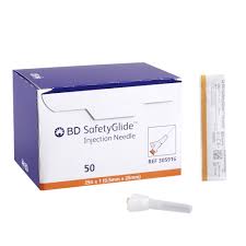 Safety Hypodermic Needle SafetyGlide™ 1 Inch Length 25 Gauge Thin Wall Sliding Safety Needle - 305916