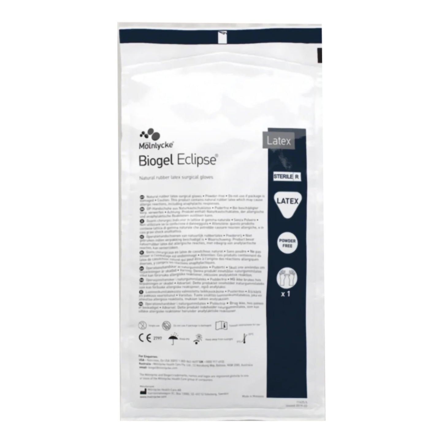 Molnlycke Biogel Eclipse Latex Surgical Glove, Size 7.5, Straw Color 75275, Box of 1