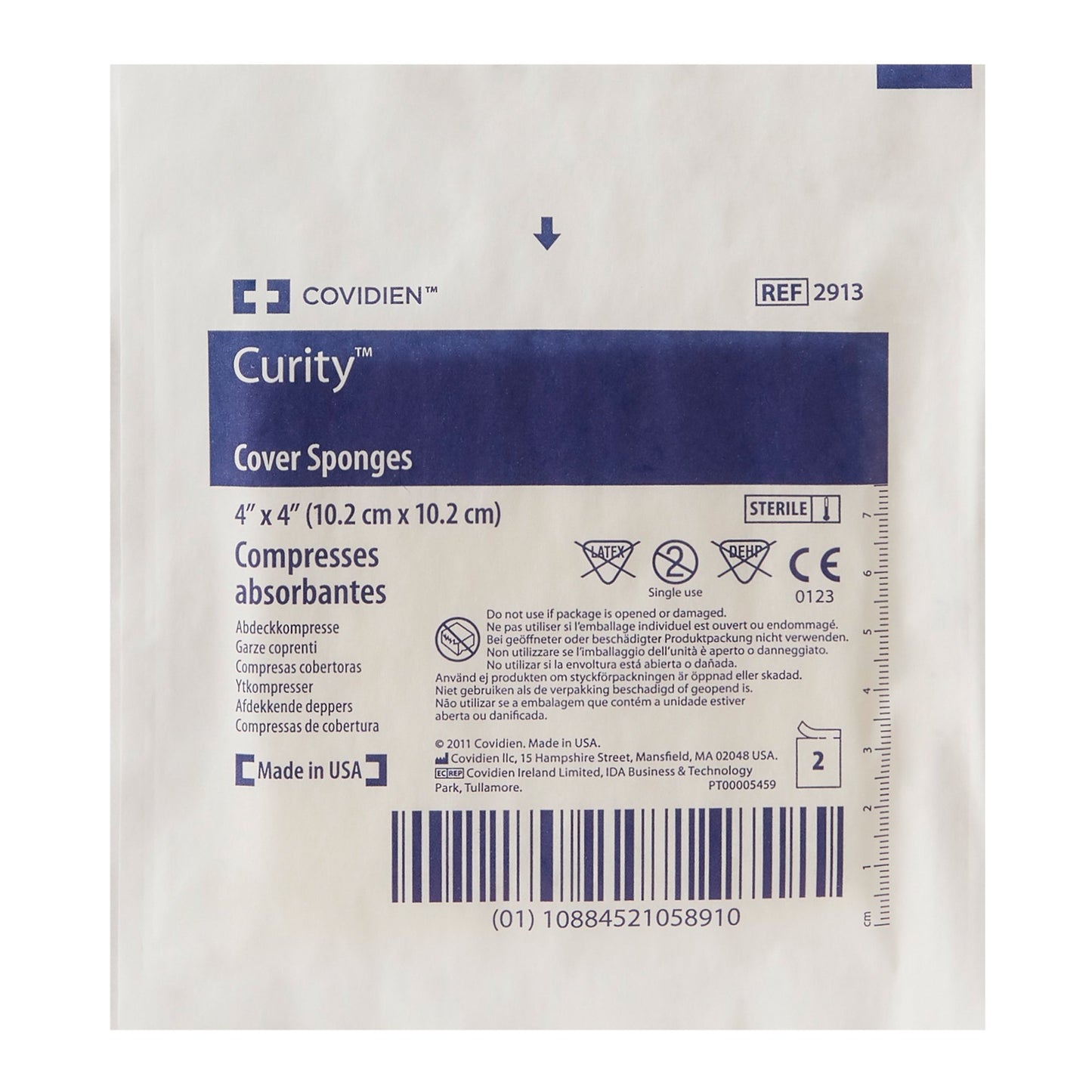 Curity™ Sterile Nonwoven Sponge, 4 x 4 Inch, 4-Ply 2913