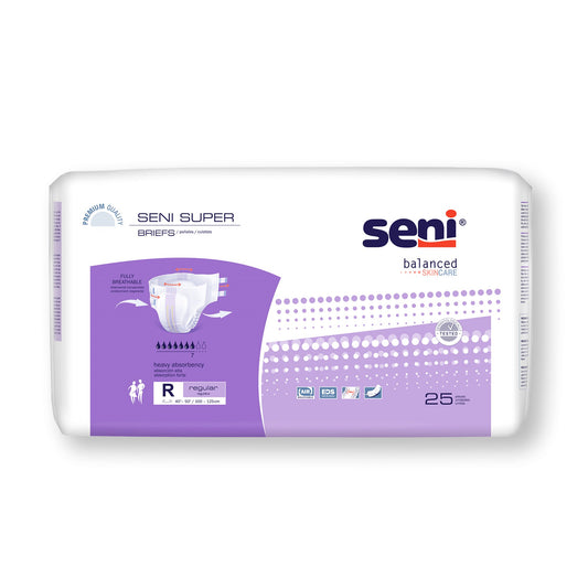 Unisex Adult Incontinence Brief Seni® Super Regular Disposable Heavy Absorbency - S-RE25-BS1