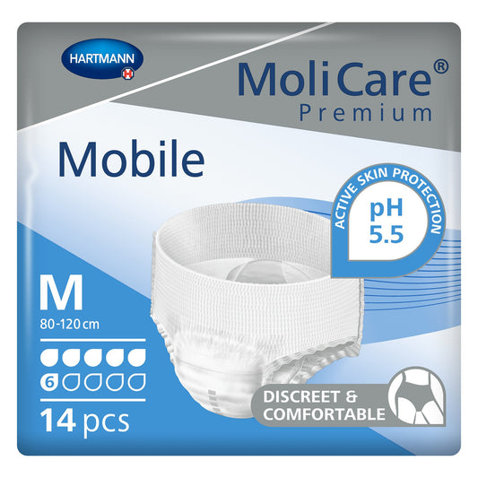 Unisex Adult Absorbent Underwear MoliCare® Premium Mobile 6D Pull On with Tear Away Seams Medium Disposable Moderate Absorbency - 915832