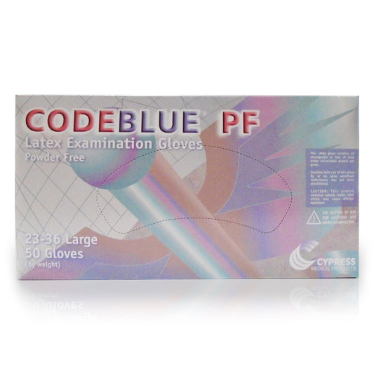 Exam Glove CODEBLUE® PF Large NonSterile Latex Extended Cuff Length Fully Textured Blue Not Rated - 23-36