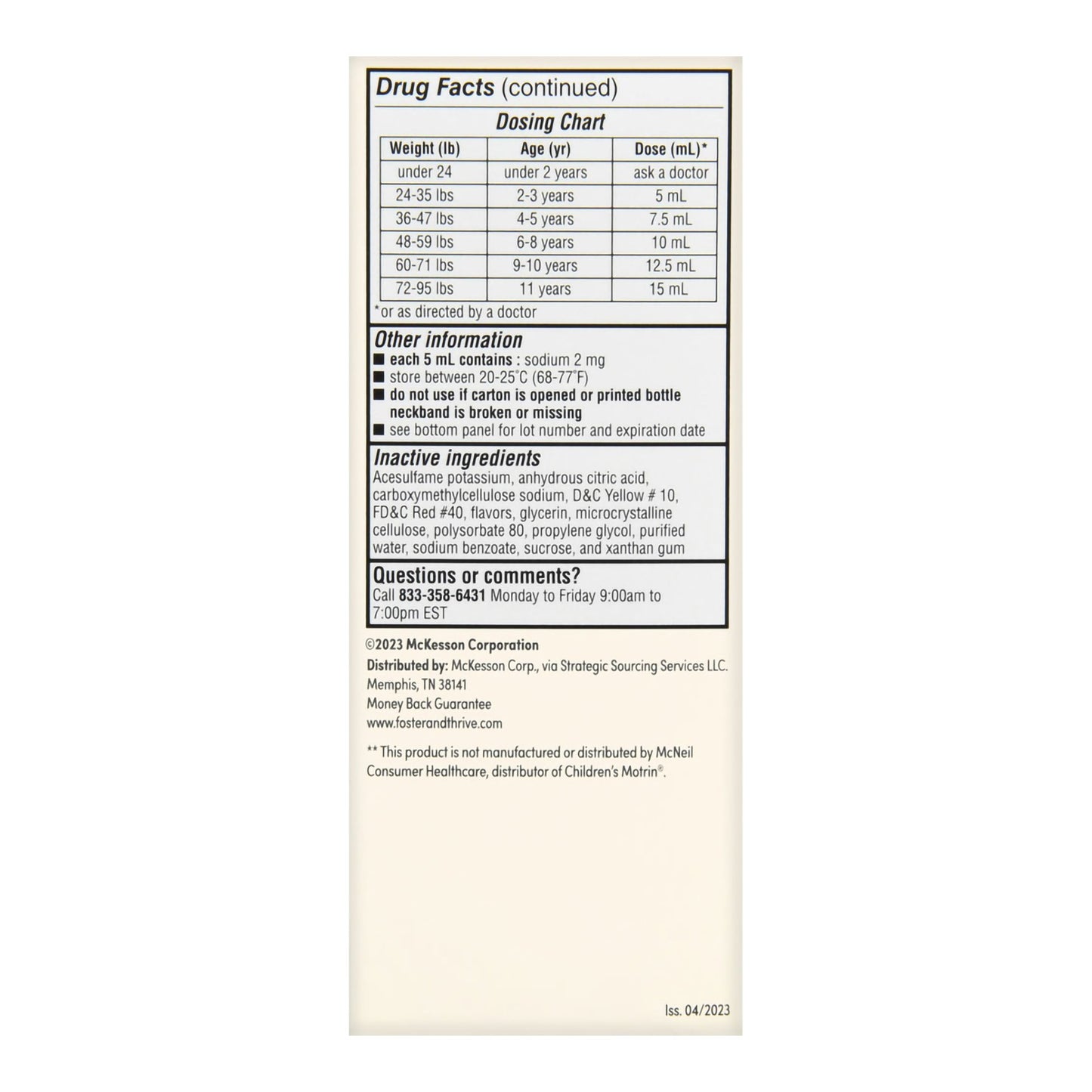 Foster & Thrive™ Children's Ibuprofen Oral Suspension Original Berry, 4 ounces 70677111501