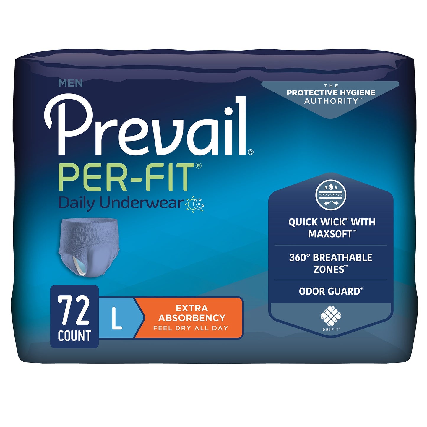 Prevail® Per-Fit® Men Adult Moderate Absorbent Underwear, Large, White PFM-513