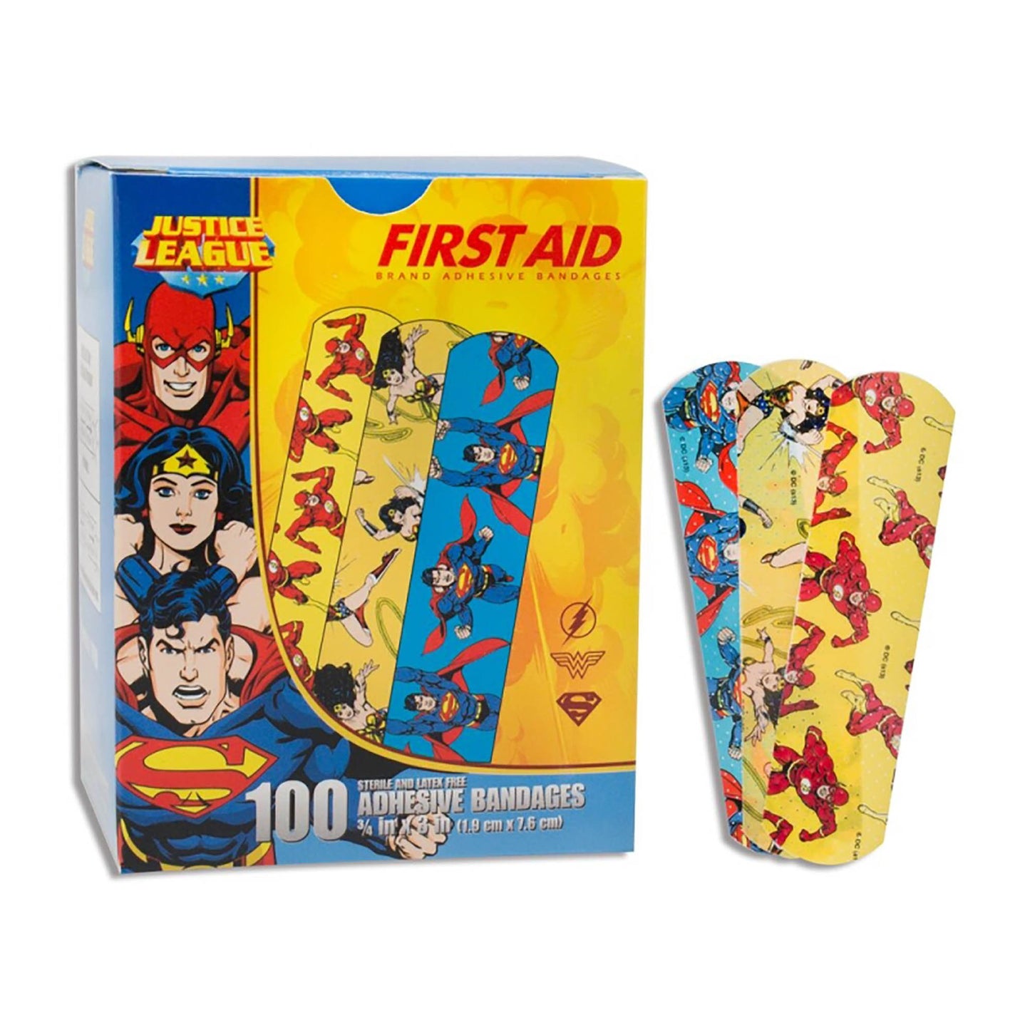 American® White Cross Stat Strip® Kid Design Justice League Adhesive Strips 10790