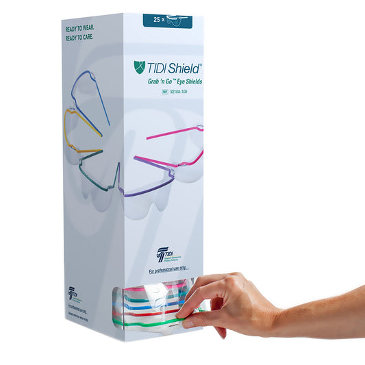 Protective Glasses with Dispenser TIDIShield® Grab 'n Go Wraparound Clear Tint Assorted Color Frames Over Ear One Size Fits Most - 9210A-100