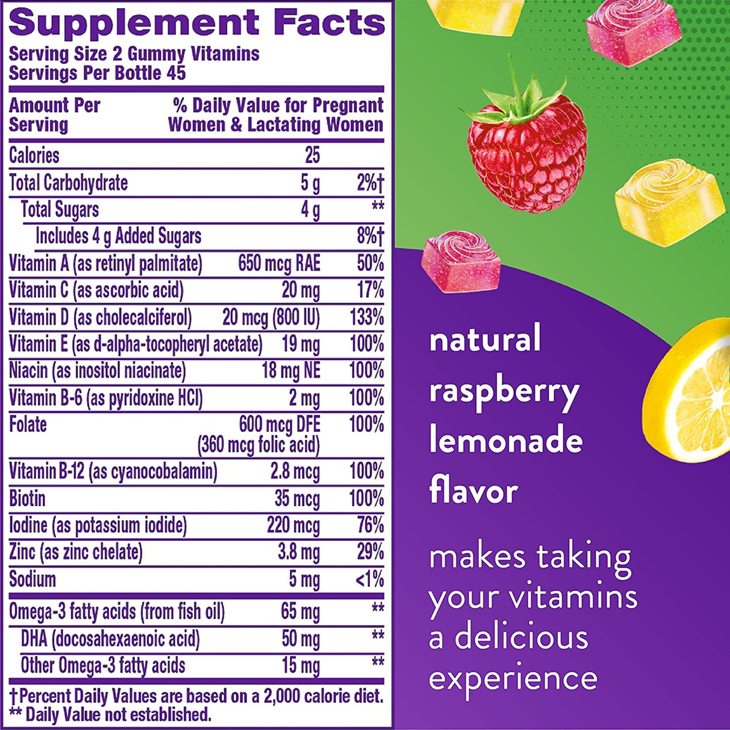 Vitafusion PreNatal Gummies Natural Raspberry Lemonade Flavor 02791701950