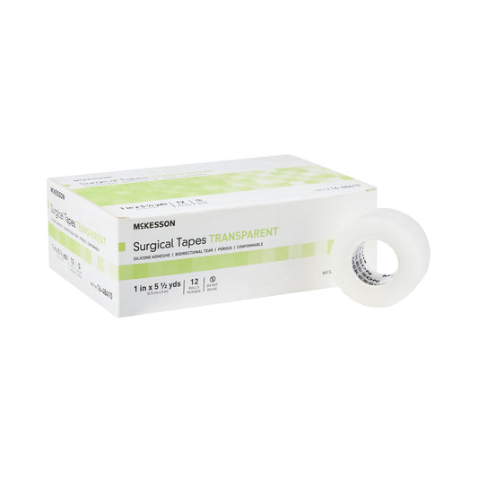 Medical Tape McKesson Transparent 1 Inch X 5-1/2 Yard Plastic / Silicone NonSterile - 16-48410