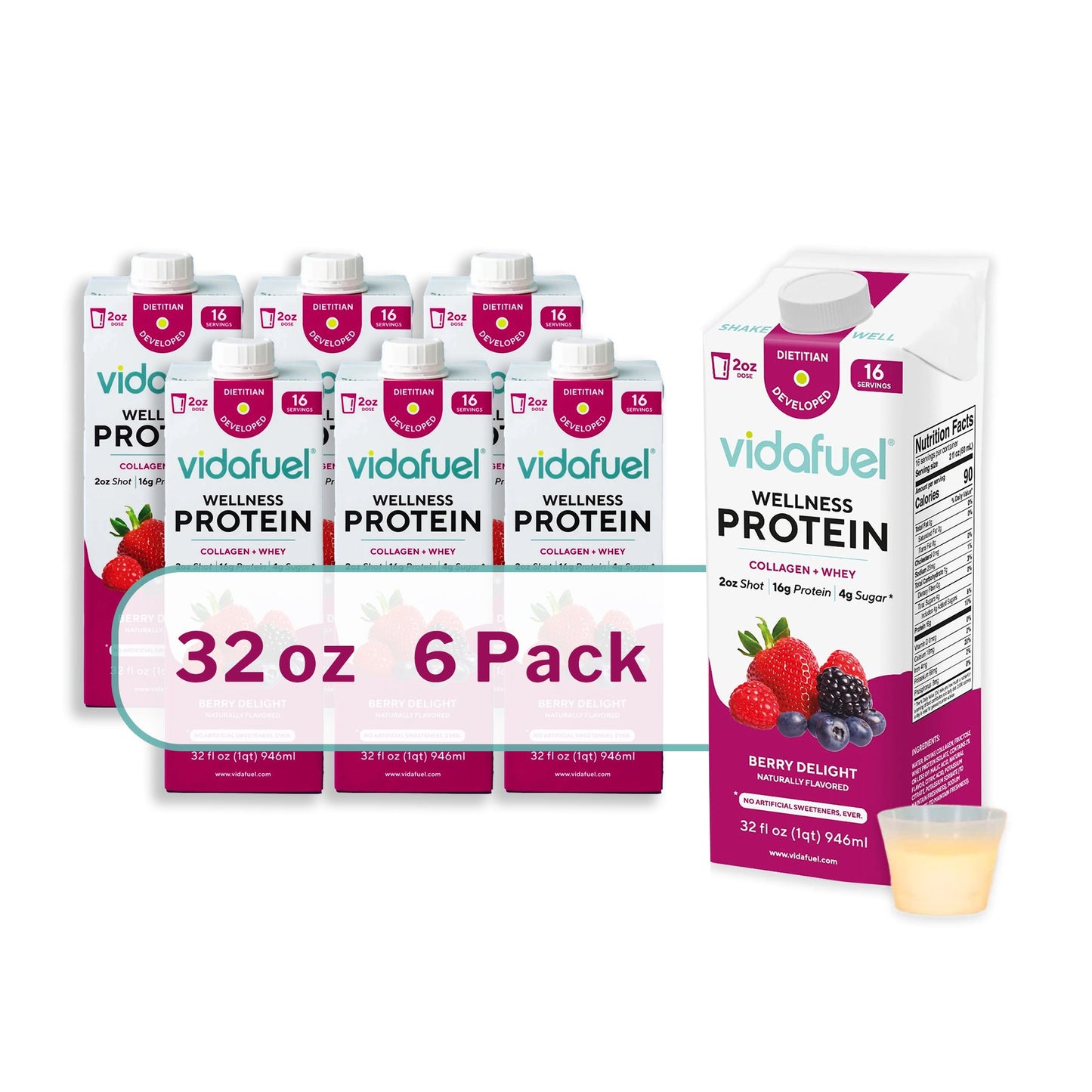 Vidafuel Wellness Protein Drink with Collagen and Whey, Berry Delight Flavor 02-222A