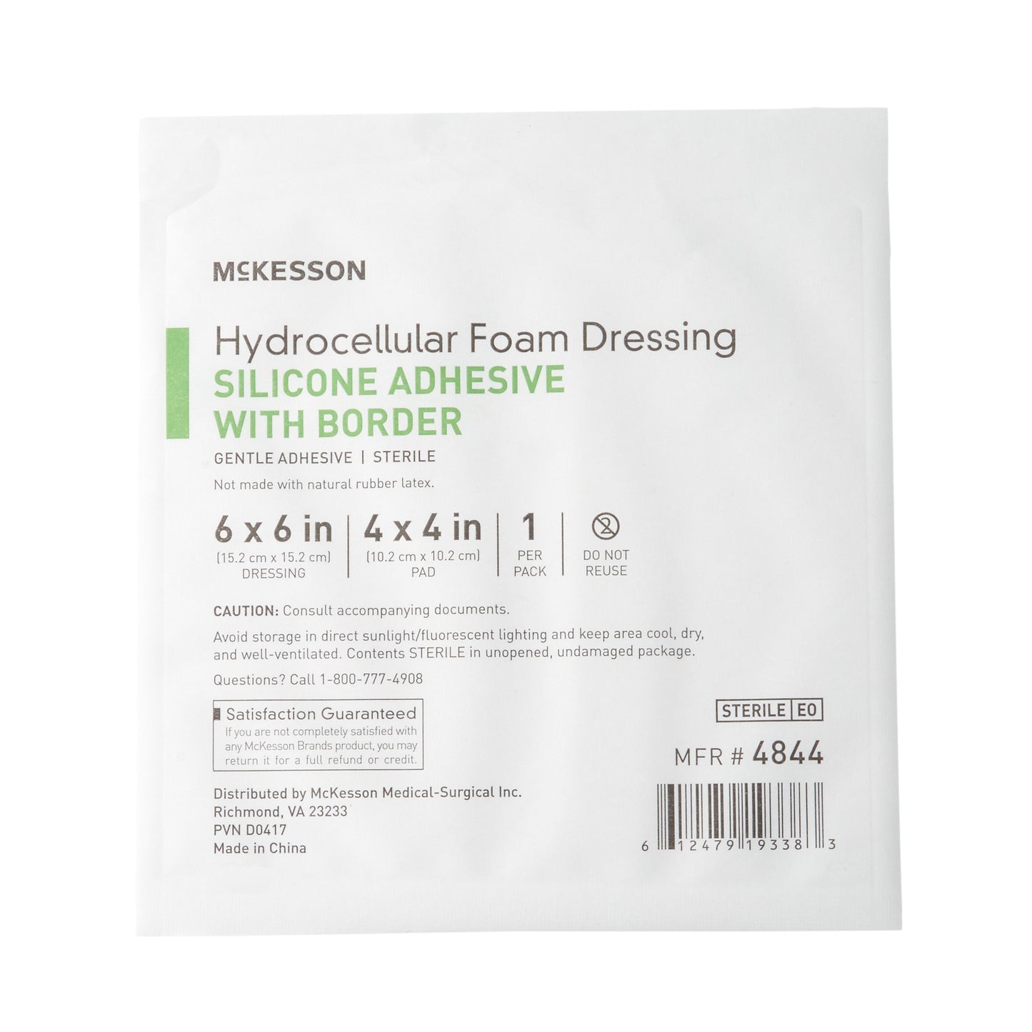 McKesson Silicone Adhesive with Border Silicone Foam Dressing, 6 x 6 Inch 4844