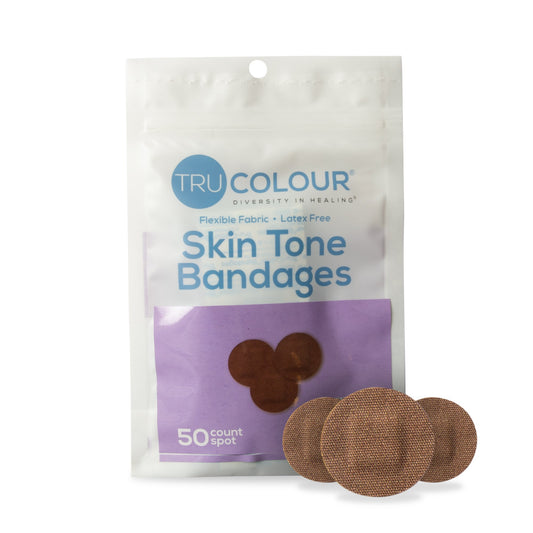 Waterproof Adhesive Strip Tru-Colour® Fabric Spot s/b Round Dark Brown Sterile - TCB-PDOT