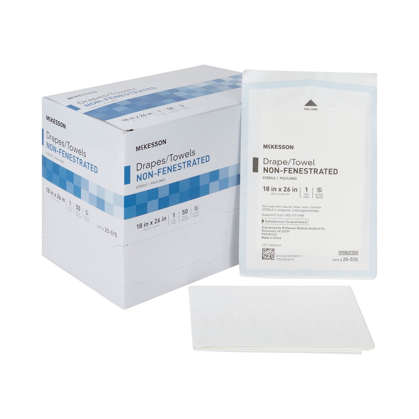 McKesson Sterile Poly Lined Towel Drape, 18 x 26 Inch 25-515