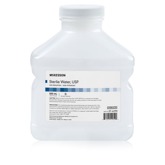 Irrigation Solution - OTC McKesson Sterile Water for Irrigation Not for Injection Bottle, Screw Top 500 mL - 37-6290