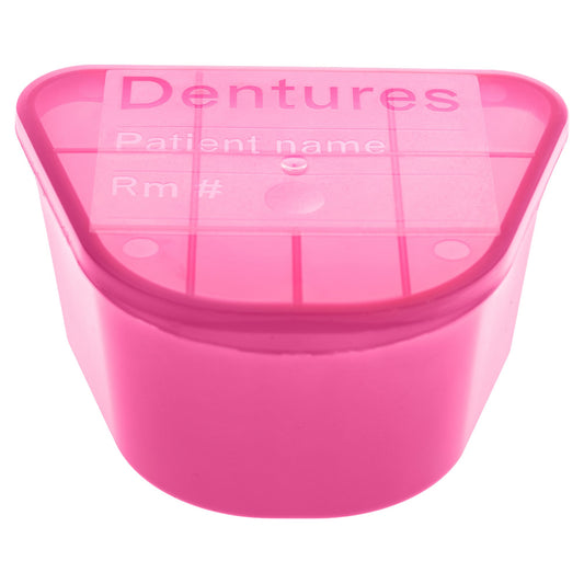 McKesson Denture Cup 8 oz. Pink Hinged Lid Single Patient Use - 51-H980-91