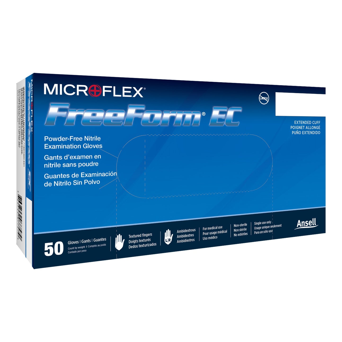 Exam Glove FreeForm® EC Large NonSterile Nitrile Extended Cuff Length Textured Fingertips Blue Not Rated - FFE-775-L