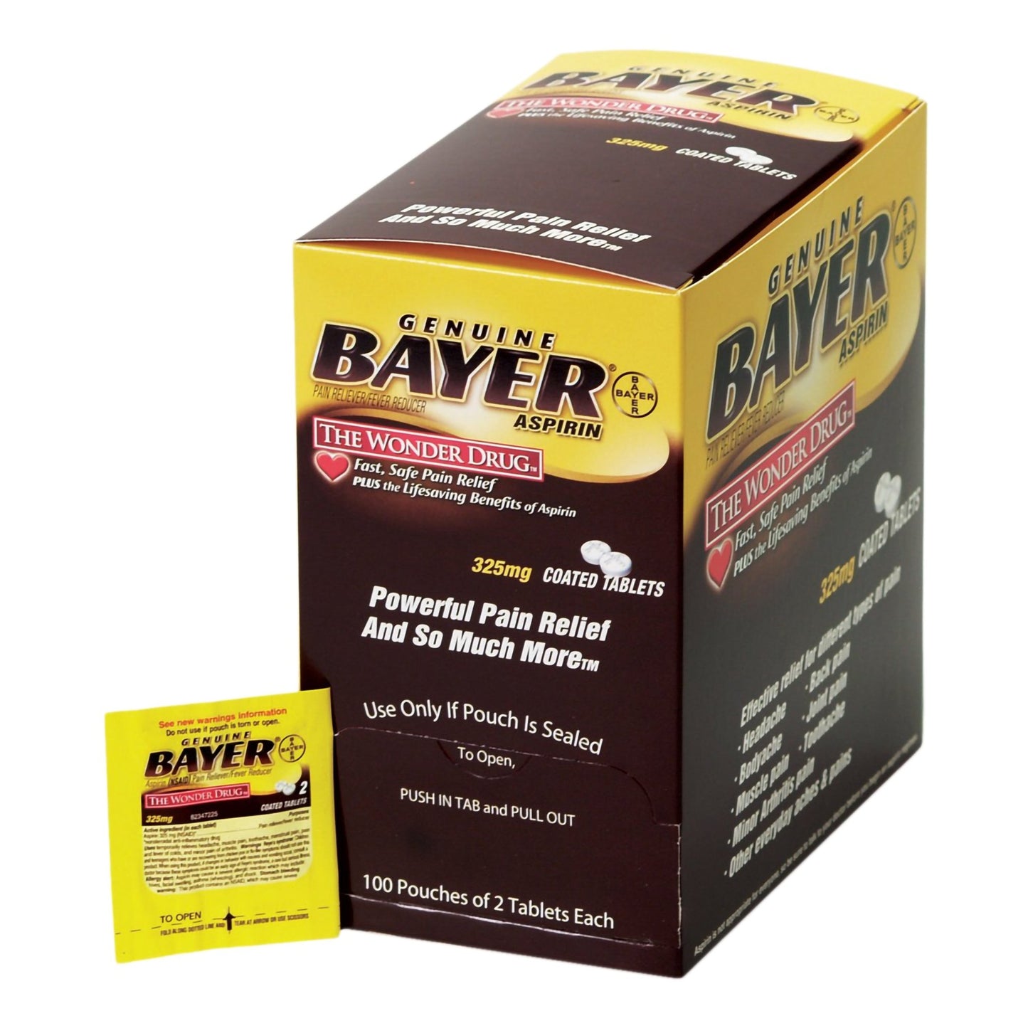 Pain Relief Bayer® 325 mg Strength Aspirin Tablet 100 per Box - 45647