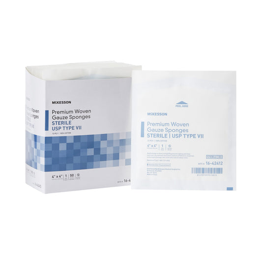 Gauze Sponge McKesson 4 X 4 Inch 12-Ply Sterile 1 per Pack - 16-42412
