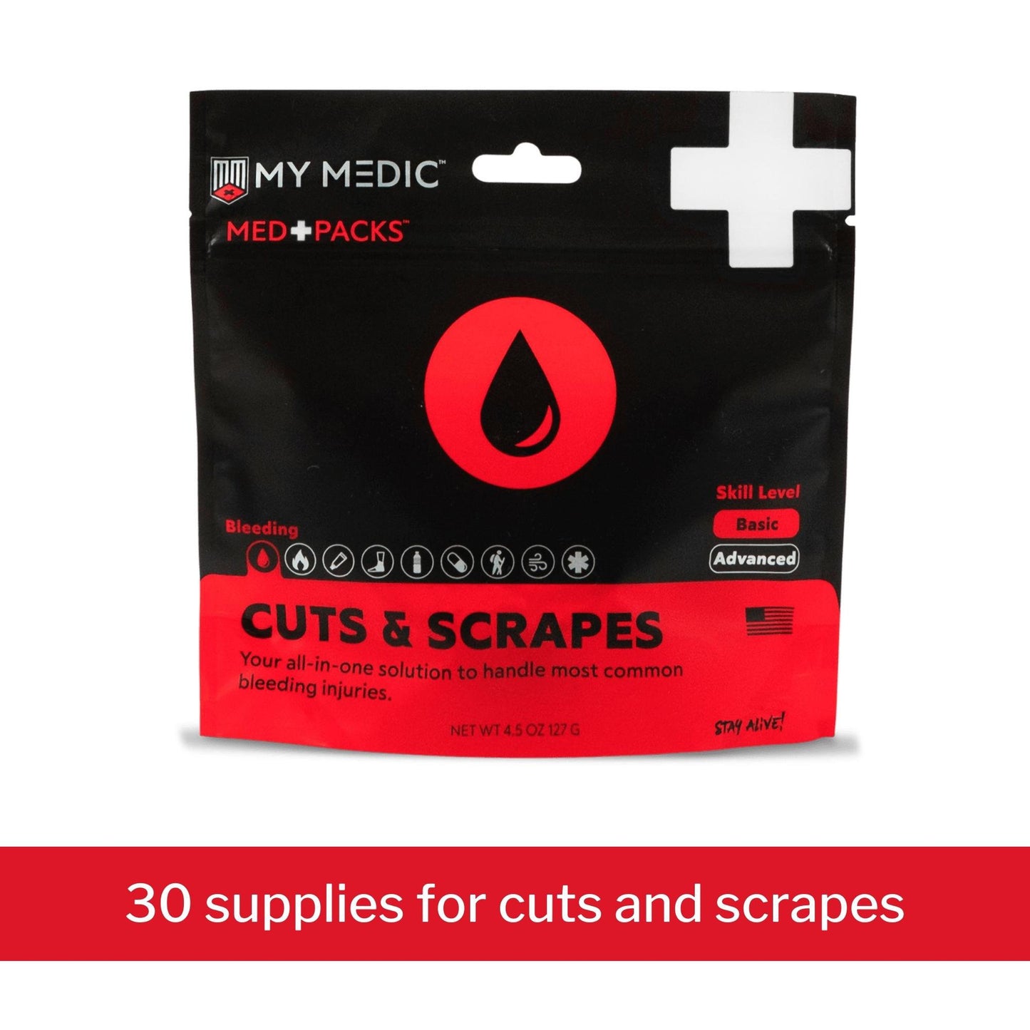 Med Packs™ First Aid Kit for Cuts, Scrapes – Injury Supplies in Portable Pouch MM-MED-PACK-CUT-SCRP-EA