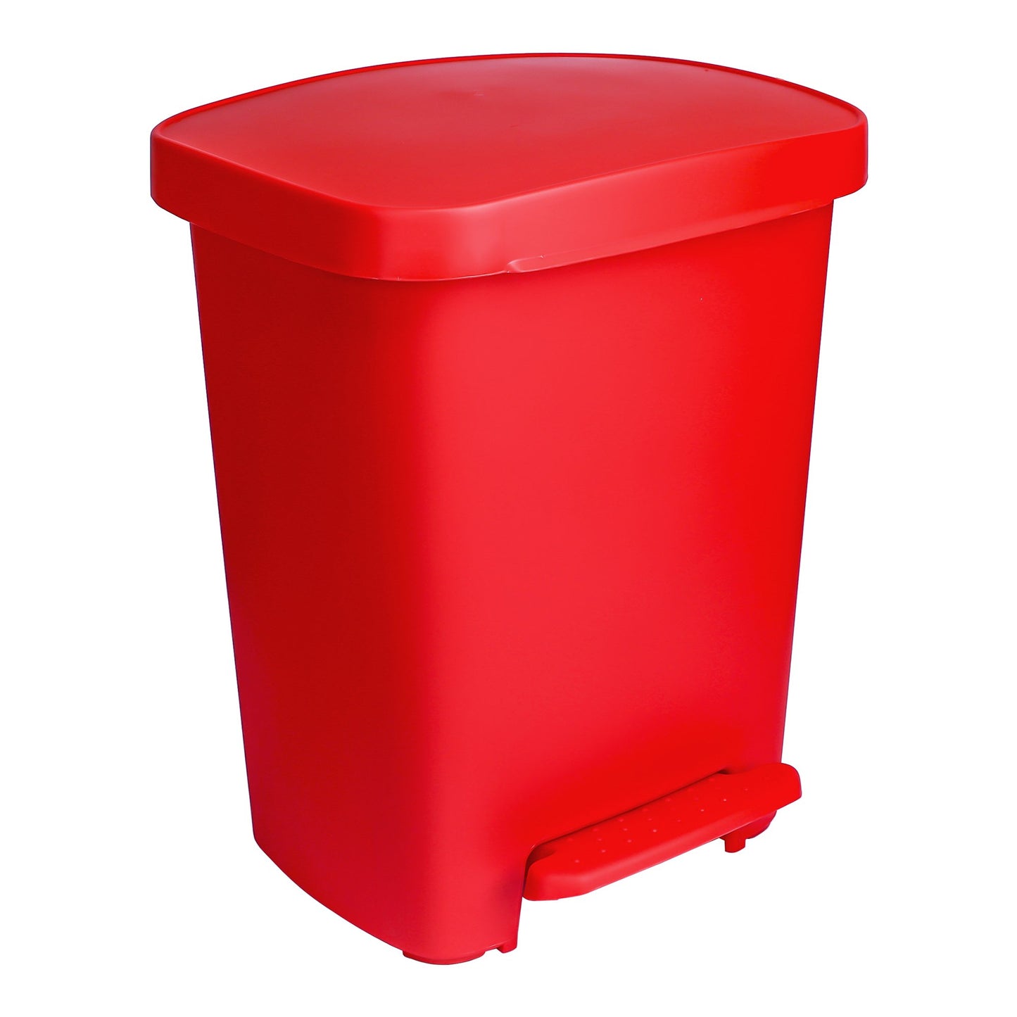 McKesson Waste Can with Step-On Pedal, Plastic, Red, 15.16 x 14.37 x 18.9 Inch 16-25270