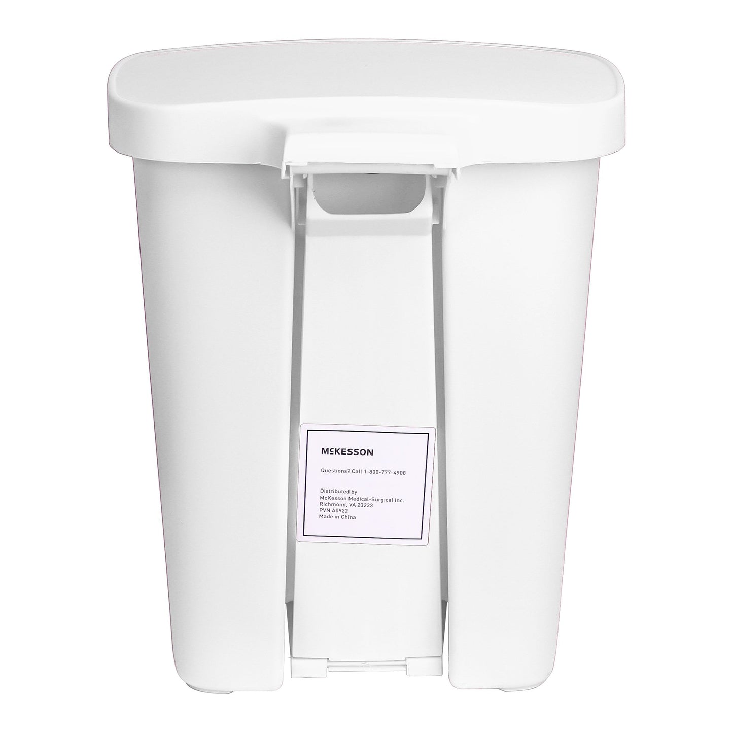 McKesson Waste Can with Step-On Pedal, Plastic, White, 14.37 x 15.16 x 18.9 Inch 16-25269
