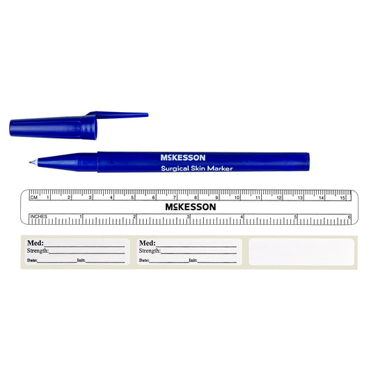 Skin Marker with Ruler and Labels McKesson Gentian Violet Ink Sterile Full Size Fine Tip 19-0762
