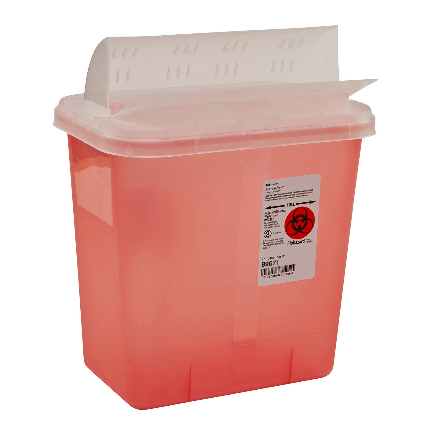 SharpSafety™ Multi-purpose Sharps Container, 2 Gallon, 10 x 10½ x 7¼ Inch 89671
