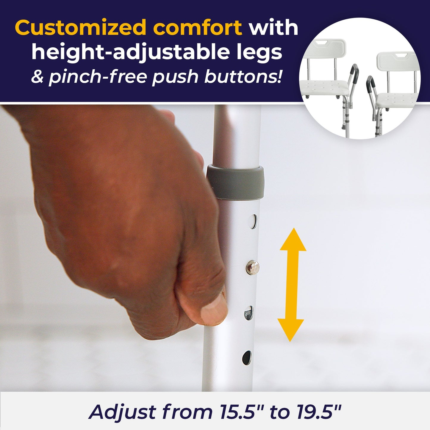 drive™ Shower Chair with Back and Removable Padded Arms 12445KD-1