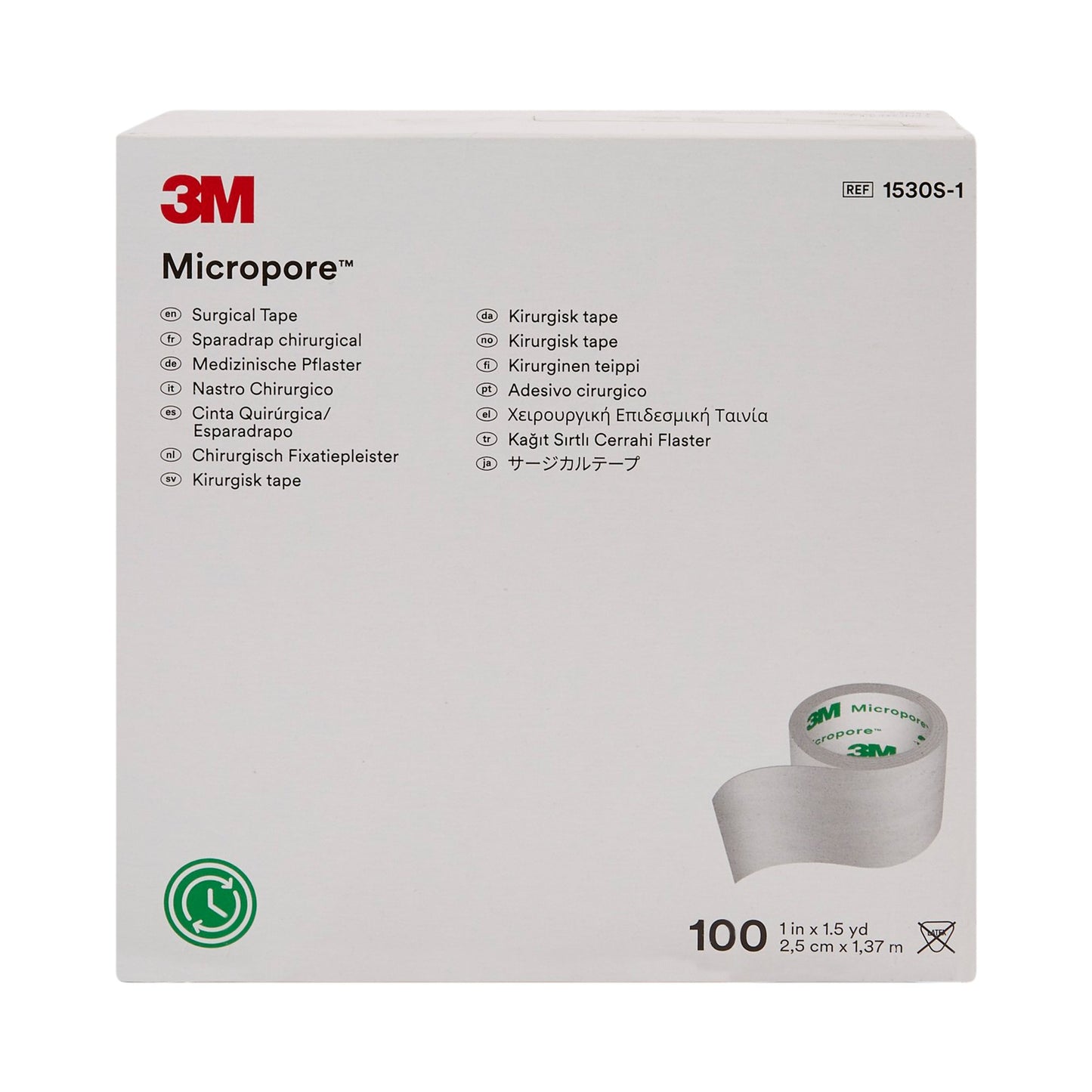 3M™ Micropore™ Paper Medical Tape, 1 Inch x 1-1/2 Yard, White 1530S-1