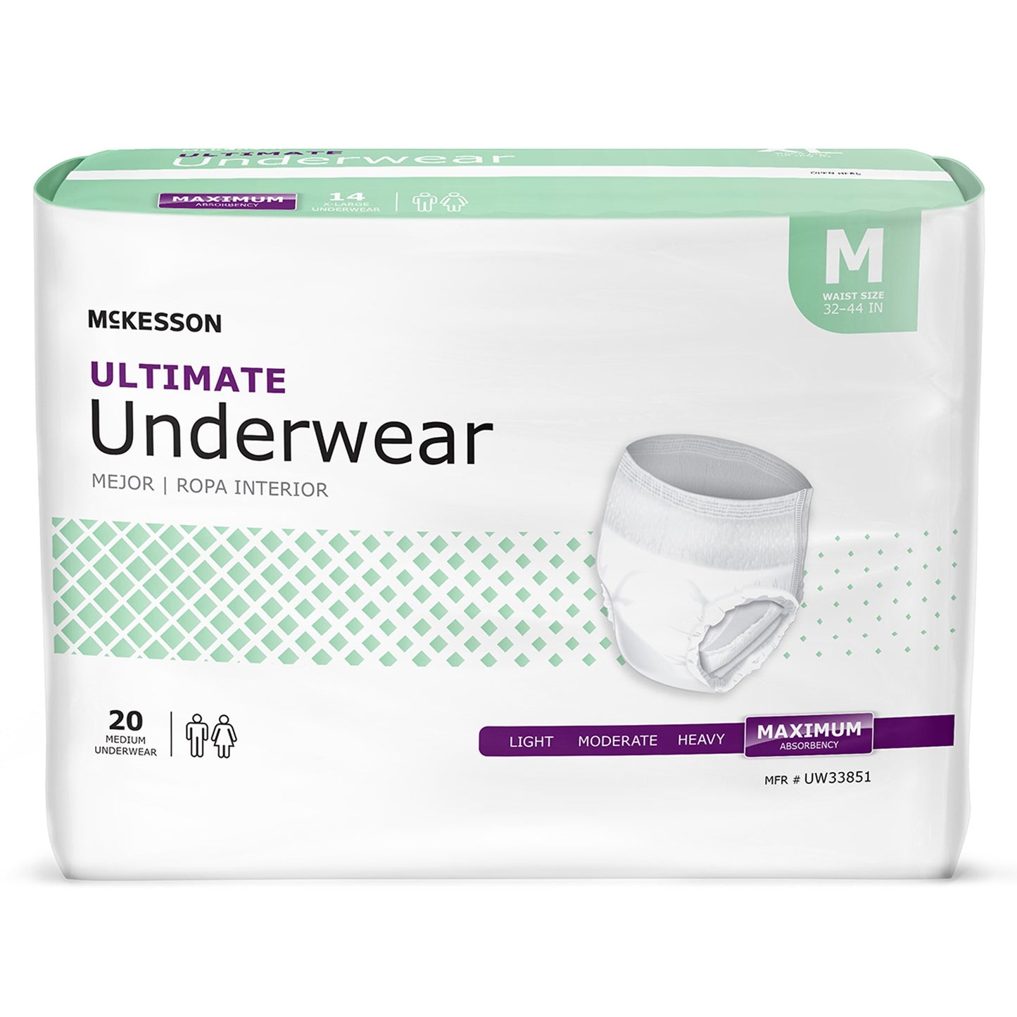 Unisex Adult Absorbent Underwear McKesson Pull On with Tear Away Seams Medium Disposable Heavy Absorbency - UW33851