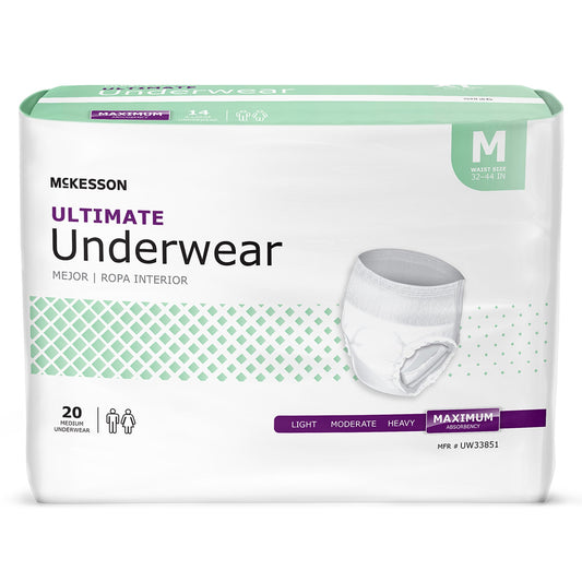 Unisex Adult Absorbent Underwear McKesson Pull On with Tear Away Seams Medium Disposable Heavy Absorbency - UW33851
