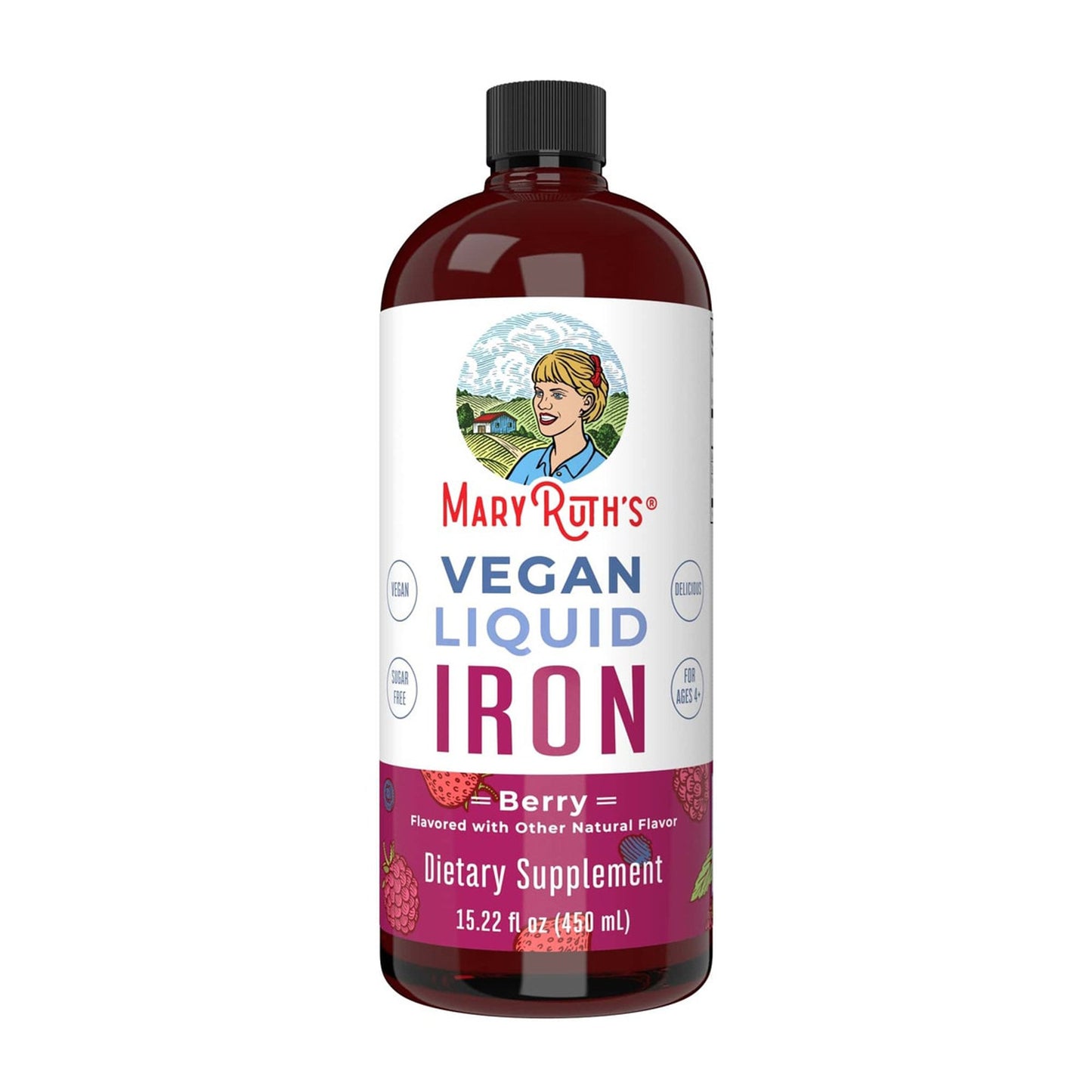 Mary Ruth's® Vegan Liquid Iron for Metabolism, Cellular Health, Overall Wellness BL-AD-IRN-CV-SF-16Z-UN-02