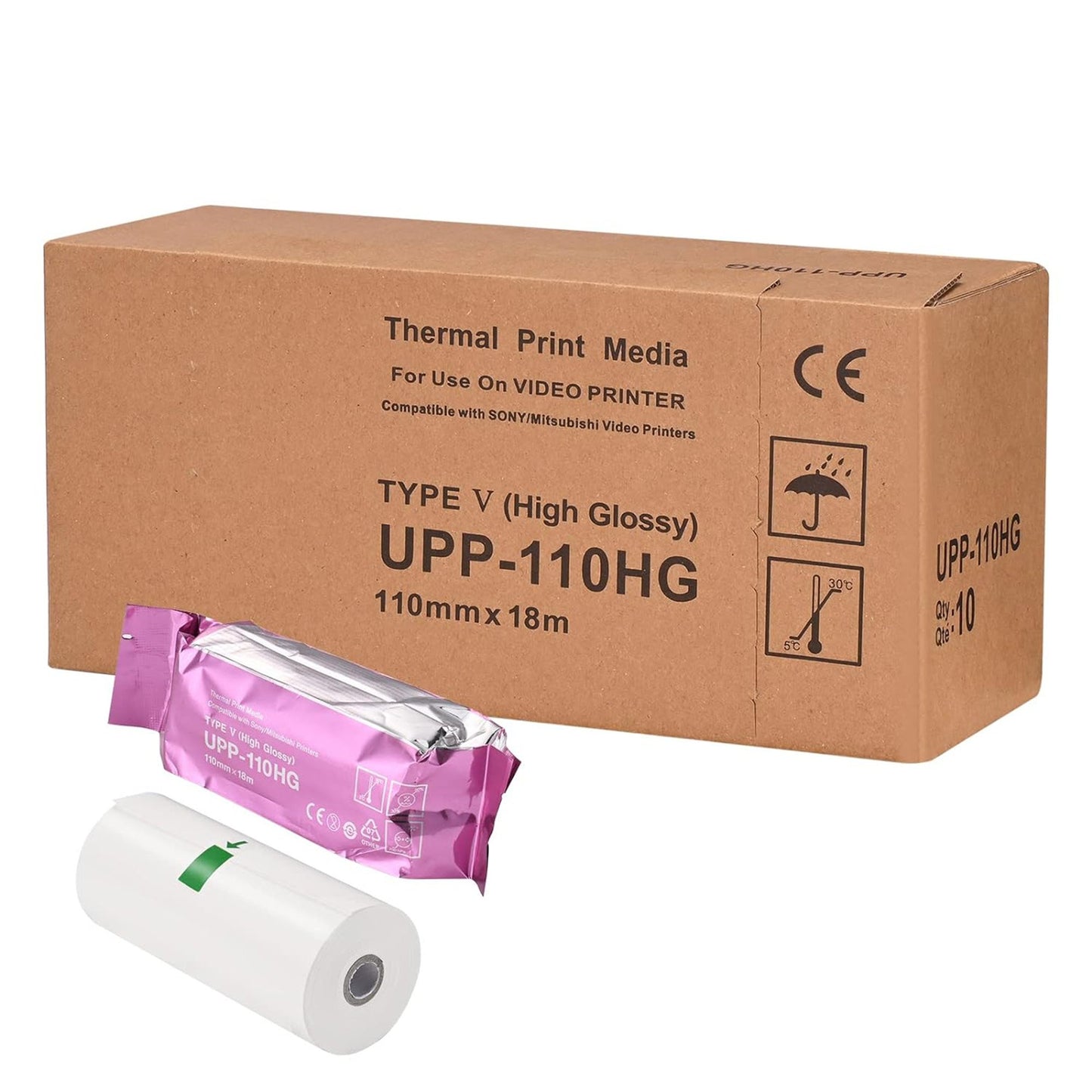 Ultrasound Video Paper Sony® Roll Black and White High Gloss Without Grid 30751543