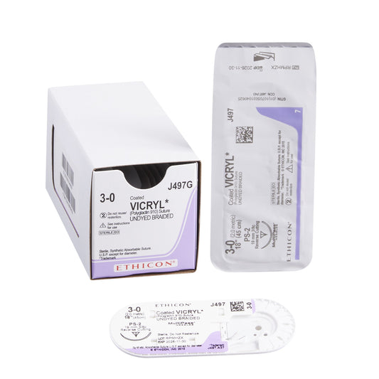 J & J Healthcare Systems Coated Vicryl Suture with PS-2 Needle, Size 3-0 J497G, DZ