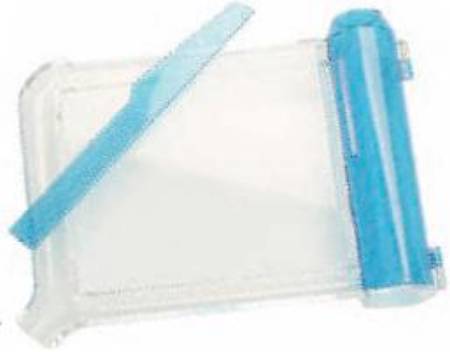Pill Counter Plastic Tray, Hinged Funnel, Spatula Included, White and Blue, 8 X 6 Inch - 5709